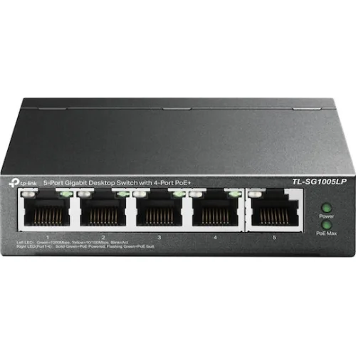 TP-LINK TL-SG1005LP v2 Unmanaged L2 PoE+ Switch με 4 Θύρες Gigabit (1Gbps) Ethernet