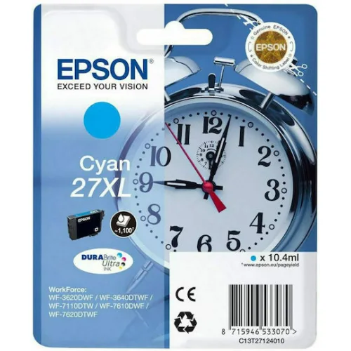 Epson 27XL Γνήσιο Μελάνι Εκτυπωτή InkJet Κυανό (C13T27124012)