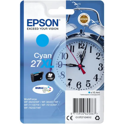 Epson 27XL Γνήσιο Μελάνι Εκτυπωτή InkJet Κυανό (C13T27124012)