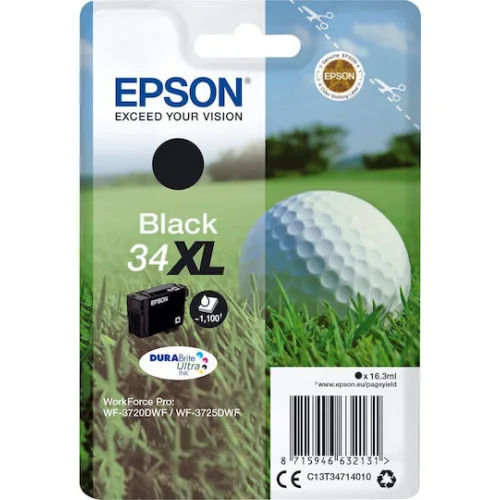 Epson 34XL Γνήσιο Μελάνι Εκτυπωτή InkJet Μαύρο (C13T34714010)