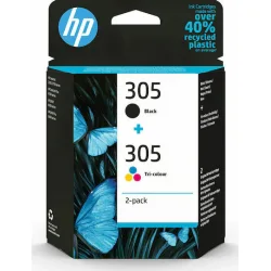 HP 305 Γνήσιο Πακέτο 2 Μελανιών Εκτυπωτή InkJet Πολλαπλό (Color) / Μαύρο (6ZD17AE)