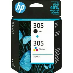 HP 305 Γνήσιο Πακέτο 2 Μελανιών Εκτυπωτή InkJet Πολλαπλό (Color) / Μαύρο (6ZD17AE)