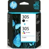 HP 305 Γνήσιο Πακέτο 2 Μελανιών Εκτυπωτή InkJet Πολλαπλό (Color) / Μαύρο (6ZD17AE)