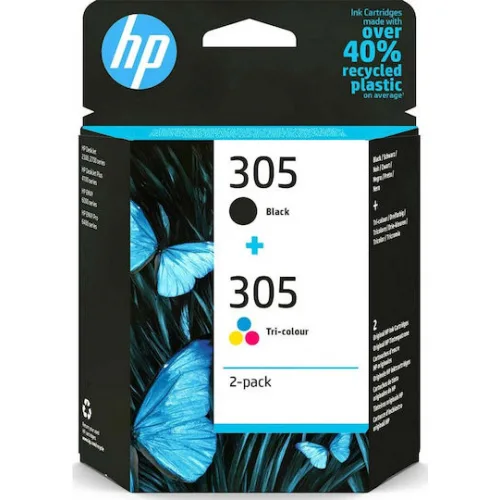 HP 305 Γνήσιο Πακέτο 2 Μελανιών Εκτυπωτή InkJet Πολλαπλό (Color) / Μαύρο (6ZD17AE)
