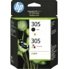 HP 305 Γνήσιο Πακέτο 2 Μελανιών Εκτυπωτή InkJet Πολλαπλό (Color) / Μαύρο (6ZD17AE)