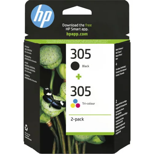 HP 305 Γνήσιο Πακέτο 2 Μελανιών Εκτυπωτή InkJet Πολλαπλό (Color) / Μαύρο (6ZD17AE)