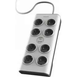 Philips Πολύπριζο Ασφαλείας 8 Θέσεων με Καλώδιο 2m