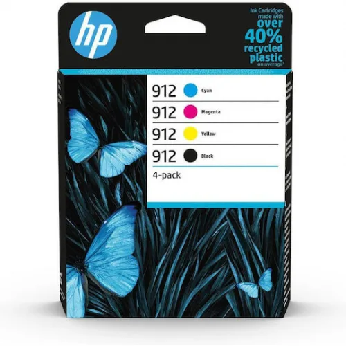HP 912 Γνήσιο Πακέτο 4 Μελανιών Εκτυπωτή InkJet Κίτρινο / Κυανό / Ματζέντα / Μαύρο (6ZC74AE)