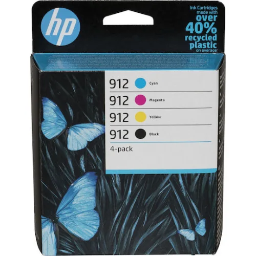 HP 912 Γνήσιο Πακέτο 4 Μελανιών Εκτυπωτή InkJet Κίτρινο / Κυανό / Ματζέντα / Μαύρο (6ZC74AE)