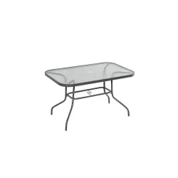 Τραπέζι Εξωτερικού Χώρου Μεταλλικό με Γυάλινη Επιφάνεια BSP1135 Γκρι 110x60x72εκ.