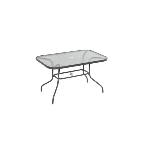 Τραπέζι Εξωτερικού Χώρου Μεταλλικό με Γυάλινη Επιφάνεια BSP1135 Γκρι 110x60x72εκ.