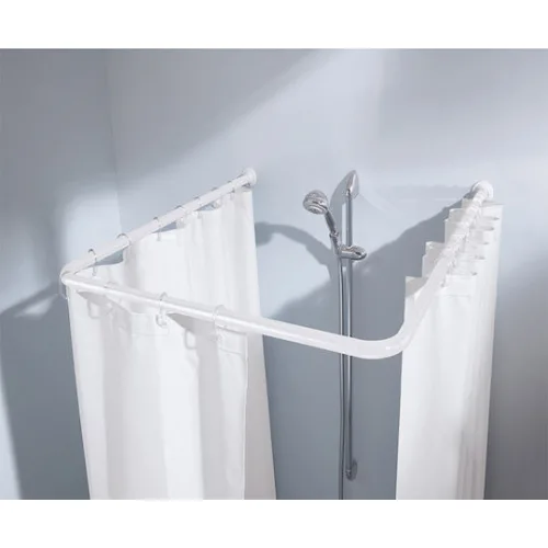 Bormann BTW4810 Βέργα Κουρτίνας Μπάνιου Γωνιακή Βιδωτή από Αλουμίνιο Λευκή 170x90εκ.