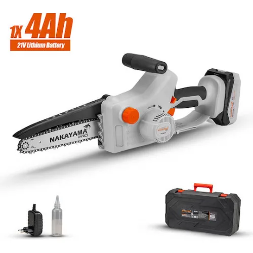 Nakayama EC1600 Κλαδευτικό Αλυσοπρίονο Μπαταρίας 1x4Ah Brushless 21V 2.1kg με Λάμα 20cm Nakayama EC1600 Κλαδευτικό Αλυσοπρίονο Μπαταρίας 1x4Ah Brushless 21V 2.1kg με Λάμα 20cm