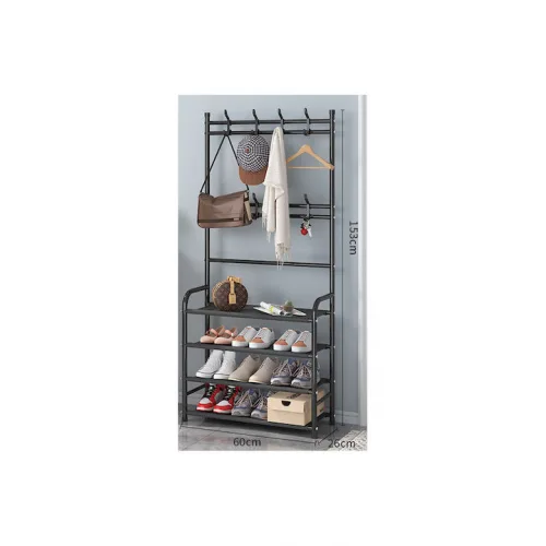 Έπιπλο Εισόδου με Κρεμάστρα & Παπουτσοθήκη Μαύρο 60x28x172εκ.