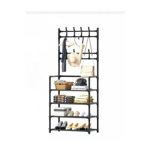 Έπιπλο Εισόδου με Κρεμάστρα & Παπουτσοθήκη Μαύρο 60x28x172εκ.