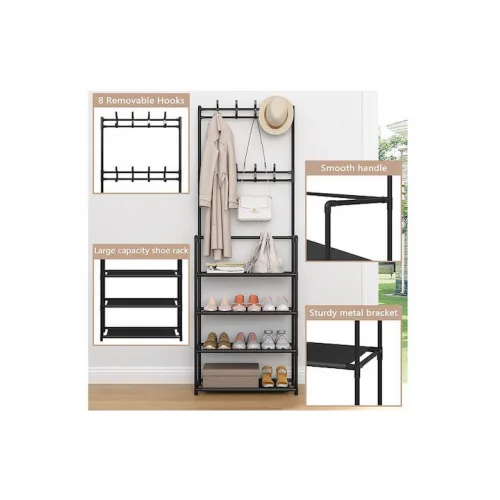 Έπιπλο Εισόδου με Κρεμάστρα & Παπουτσοθήκη Μαύρο 60x28x172εκ.