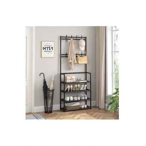 Έπιπλο Εισόδου με Κρεμάστρα & Παπουτσοθήκη Μαύρο 60x28x172εκ.