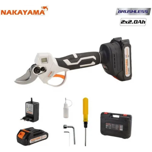 Nakayama EC1250 Ψαλίδι Κλαδέματος Μπαταρίας Brushless 21V 2x2Ah με Μέγιστη Διάμετρο Κοπής 28mm σε Βαλιτσάκι Μεταφοράς
