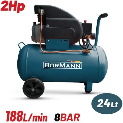 Bormann BAT5002 Μονοφασικό Κομπρεσέρ Αέρος με Ισχύ 2hp και Αεροφυλάκιο 24lt