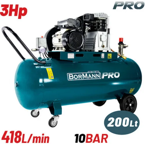 Bormann Pro BAT5090 Μονοφασικό Κομπρεσέρ Αέρος 96dB με Ισχύ 3hp και Αεροφυλάκιο 200lt
