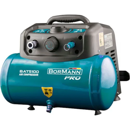 Bormann Pro BAT5100 Μονοφασικό Κομπρεσέρ Αέρος 97dB με Ισχύ 1.5hp και Αεροφυλάκιο 6lt
