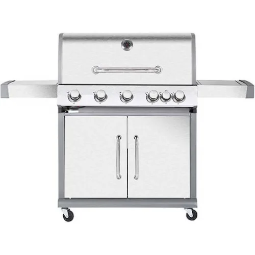 Bormann Elite BBQ5100 Ψησταριά Υγραερίου Μαντεμένιας Σχάρας 101x66εκ. με 5 Εστίες 18kW και Πλαϊνό Μάτι