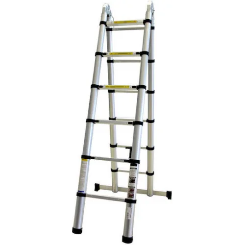 Bormann Pro Τηλεσκοπική Σκάλα Αλουμινίου Διπλή 12 Σκαλιών Μέγιστου Ύψους 3.8m BHL5710