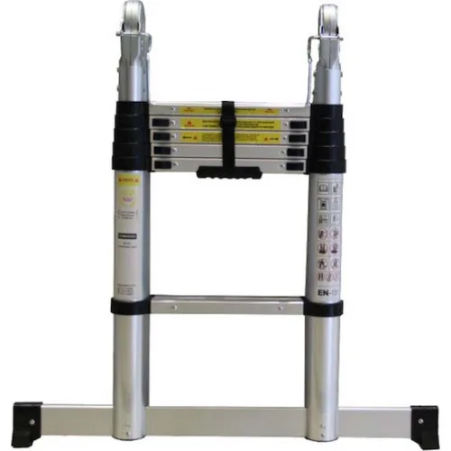 Bormann Pro Τηλεσκοπική Σκάλα Αλουμινίου Διπλή 12 Σκαλιών Μέγιστου Ύψους 3.8m BHL5710