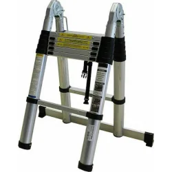 Bormann Pro Τηλεσκοπική Σκάλα Αλουμινίου Διπλή 14 Σκαλιών Μέγιστου Ύψους 4.4m BHL5720