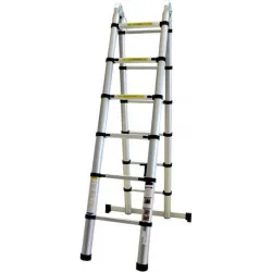 Bormann Pro Τηλεσκοπική Σκάλα Αλουμινίου Διπλή 14 Σκαλιών Μέγιστου Ύψους 4.4m BHL5720