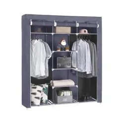 Bormann BPC1500 Υφασμάτινη Ντουλάπα με Φερμουάρ και Ράφια σε Γκρι Χρώμα 130x45x175cm