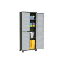 Δίφυλλη Ντουλάπα BPC6000 Πλαστική με 3 Ράφια Γκρι 68x38x171εκ. Δίφυλλη Ντουλάπα BPC6000 Πλαστική με 3 Ράφια Γκρι 68x38x171εκ.