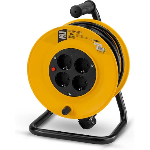 Bormann BCR2225 Μπαλαντέζα Καρούλι 4 Θέσεων με Καλώδιο 25m Διατομή 3 x 1.5mm² και Γείωση