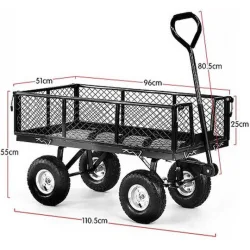 BWB3600 Ρυμουλκούμενο Καρότσι Κήπου Μεταλλικό Τετράτροχο με Μέγιστο Βάρος Φορτίου 300kg