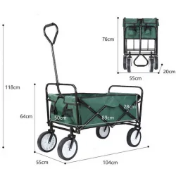 BWB3650 Πτυσσόμενο Καρότσι Κήπου Μεταλλικό Τετράτροχο με Μέγιστο Βάρος Φορτίου 80kg 20.32x55x57εκ.