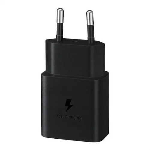 Samsung Φορτιστής με Θύρα USB-C και Καλώδιο USB-C - USB-C 15W Power Delivery Μαύρος (EP-T1510X)
