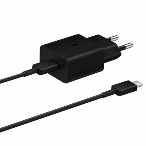 Samsung Φορτιστής με Θύρα USB-C και Καλώδιο USB-C - USB-C 15W Power Delivery Μαύρος (EP-T1510X)