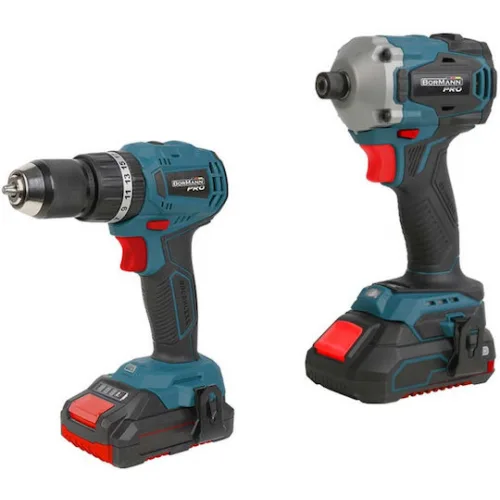Bormann Pro BBP5003 Σετ Κρουστικό Δραπανοκατσάβιδο & Παλμικό Κατσαβίδι Brushless 20V με 2 Μπαταρίες 4Ah και Θήκη