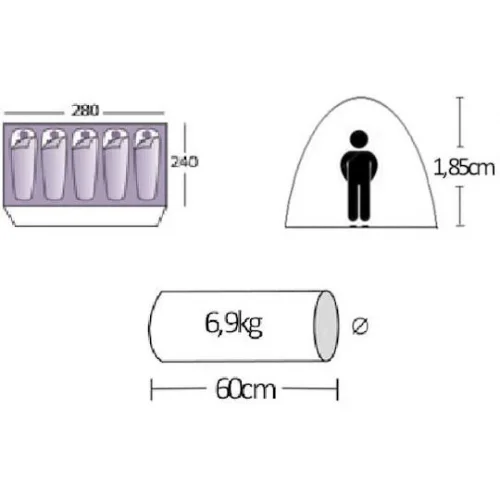 Campus Havana Καλοκαιρινή Σκηνή Camping Igloo Μπλε με Διπλό Πανί για 6 Άτομα 465x240x185εκ.