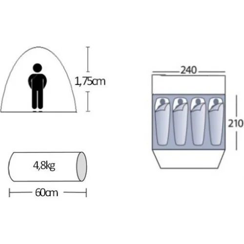Campus Καλοκαιρινή Σκηνή Camping Τούνελ Λευκή με Διπλό Πανί για 5 Άτομα 570x175x175εκ.
