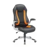 Καρέκλα Γραφείου με Ανάκλιση και Ρυθμιζόμενα Μπράτσα Μαύρο / Πορτοκαλί Velco