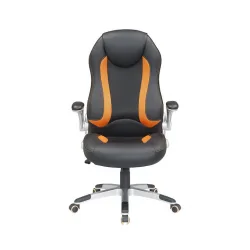 Καρέκλα Γραφείου με Ανάκλιση και Ρυθμιζόμενα Μπράτσα Μαύρο / Πορτοκαλί Velco