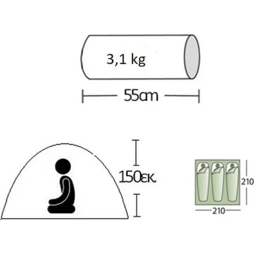 Campus Καλοκαιρινή Σκηνή Camping Igloo Μπλε για 4 Άτομα 210x210x150εκ.