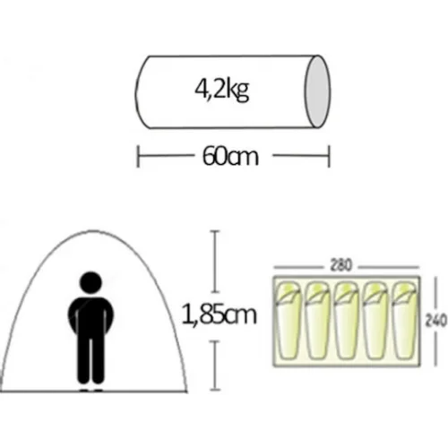 Campus Καλοκαιρινή Σκηνή Camping Igloo Πράσινη για 6 Άτομα 280x240x185εκ.