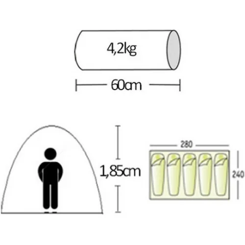 Campus Καλοκαιρινή Σκηνή Camping Igloo Πράσινη για 6 Άτομα 280x240x185εκ.