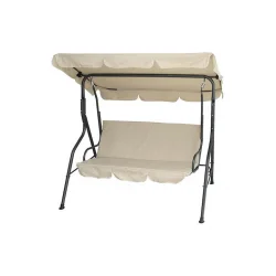 Κούνια με Βάση και Μαξιλάρι 3 Θέσεων Μεταλλική Εκρού Ανθρακί Μ170xΠ110xΥ153cm