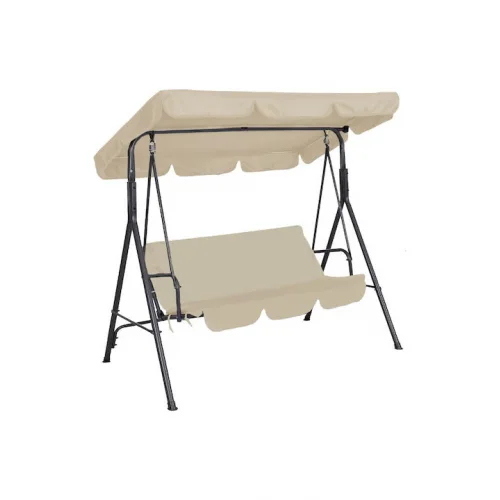 Κούνια με Βάση και Μαξιλάρι 3 Θέσεων Μεταλλική Εκρού Ανθρακί Μ170xΠ110xΥ153cm