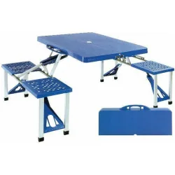 Campus Τραπεζαρία Πικ-Νικ Αλουμινίου Πτυσσόμενη σε Βαλιτσάκι Μπλε
