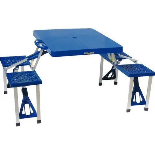 Campus Τραπεζαρία Πικ-Νικ Αλουμινίου Πτυσσόμενη σε Βαλιτσάκι Μπλε