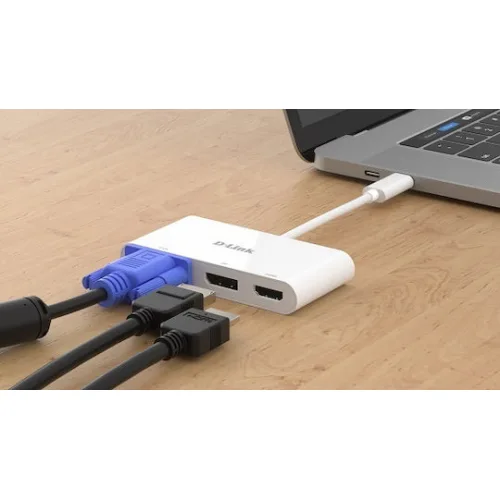D-Link Μετατροπέας USB-C male σε DisplayPort / HDMI / VGA female Λευκό 1τμχ D-Link Μετατροπέας USB-C male σε DisplayPort / HDMI / VGA female Λευκό 1τμχ